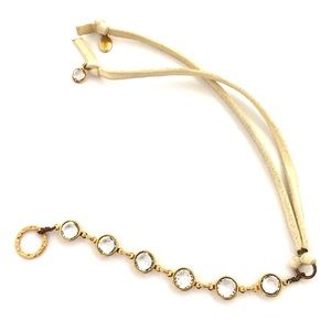 Sogoli Wrap Bracelet Clear Stones White Leather